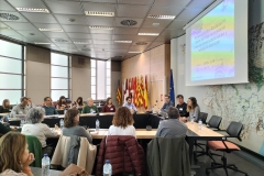 Inauguración de las II Jornadas con Organismos de Cuenca por la comisaria de Aguas de la Confederación Hidrográfica del Ebro, Míriam Pardos en la Sala de Juntas del Organismo en Zaragoza