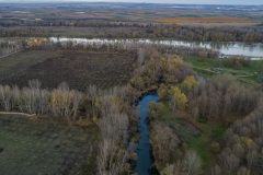 Vista previa al comienzo de las obras - desembocadura del río de Lamala y ubicación del humedal