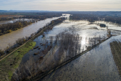Vista de la zona de actuación durante la crecida del 14 de diciembre de 2019