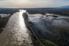 Vista de la zona de actuación durante la crecida del 14 de diciembre de 2019
