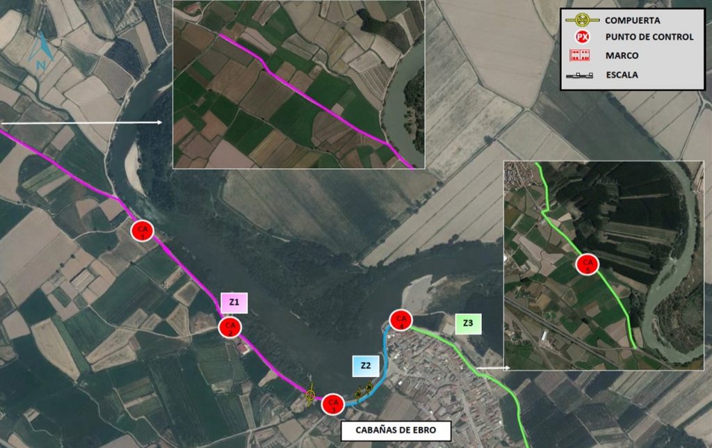 Figure 5. Cabañas de Ebro security perimeter (Ebro Hydrographic Confederation).