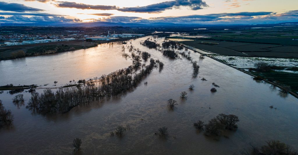 Meandro de El Señorío, Castejón, Navarra después de las crecidas de febrero de 2024