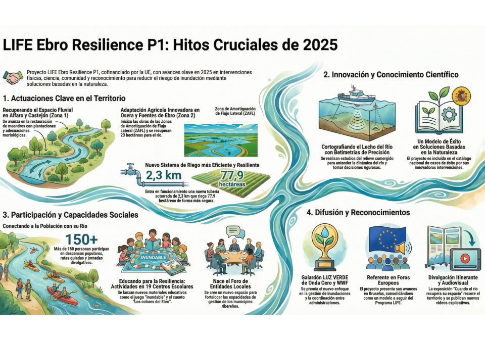 Infografía resumen año 2025 del Proyecto LIFE Ebro Resilience P1