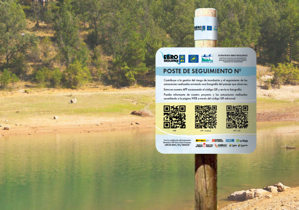 Poste de seguimiento que se instalará en la ruta de la APP MiraEbro