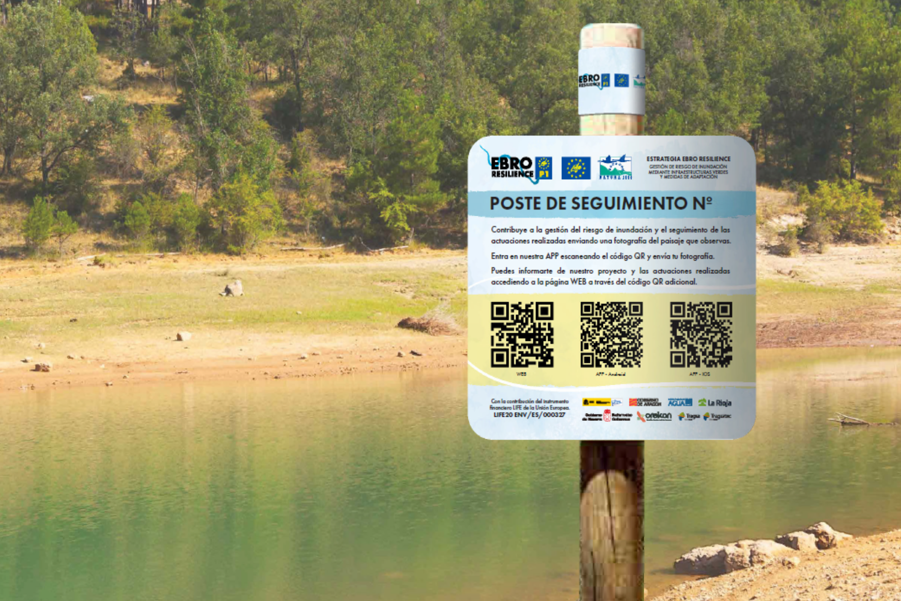 Poste de seguimiento que se instalará en la ruta de la APP MiraEbro